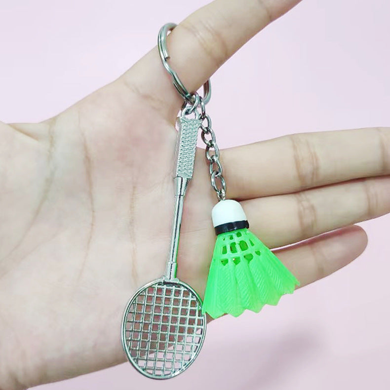 Wholesale Creative Simulation Badminton Metal Racket Keychain